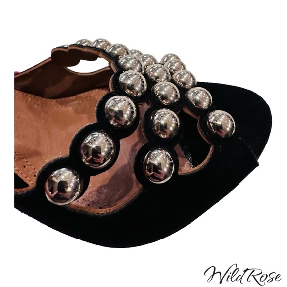 Alaia Black Suede Studded Ankle Strap Sandals Heels Size 36 - Picture 9 of 16